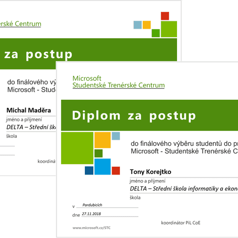 Postup do finále Microsoft Studentské trenérské centrum - diplomy