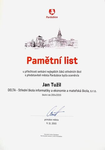 Jan Tužil - 1. místo v krajském kole soutěže v programování MŠMT