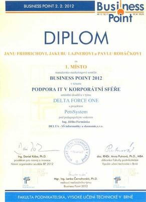 Diplom - vítězství v BusinessPointu 2012
