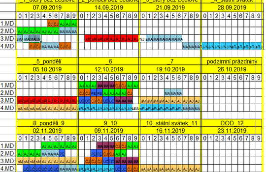 Rozvrhy na školní rok 2019/20