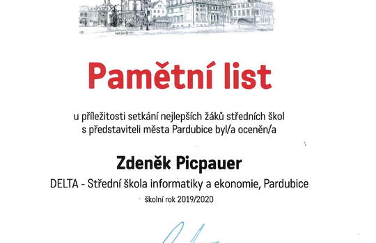 Mezi nejlepšími studenty Pardubic za školní rok 2019-20 má SŠ DELTA čtyřnásobné zastoupení