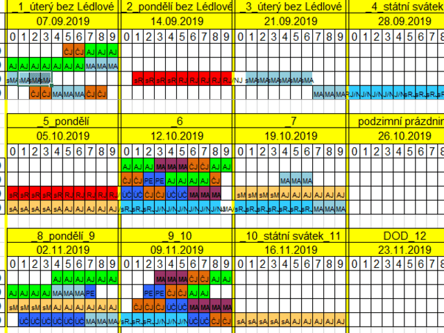 Rozvrhy na školní rok 2019/20